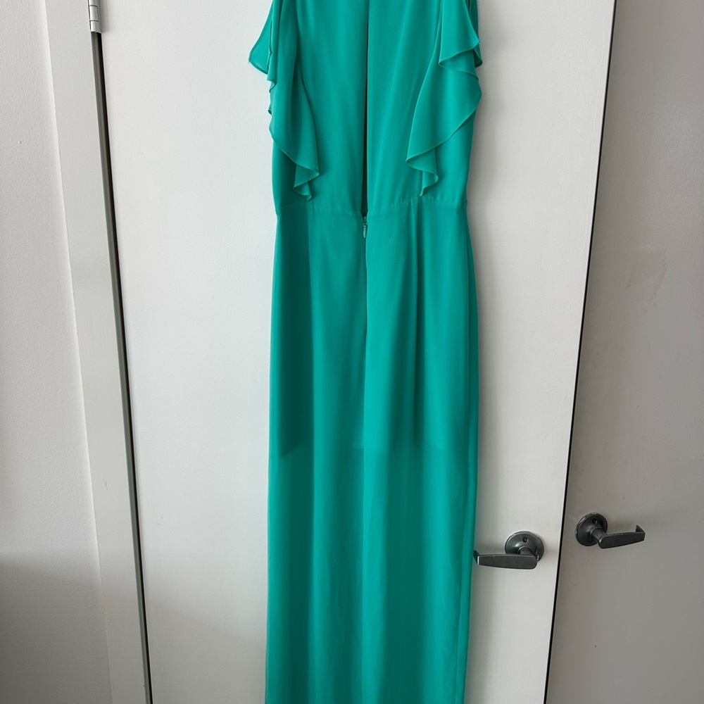BCBGMaxAzria Teal Ruffle Maxi Dress